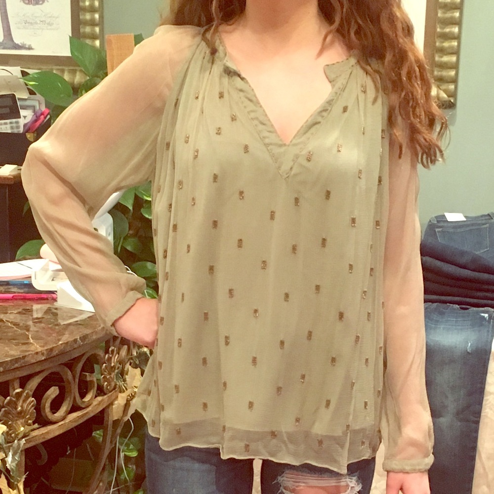 Tangerine NYC hand beaded top